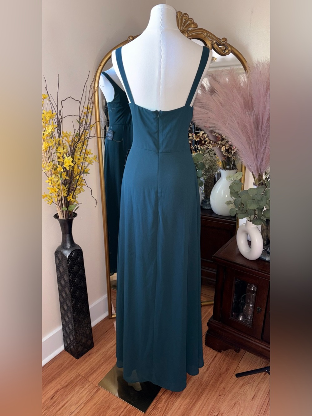 Lulus Sleeveless Teal Square-Neck Maxi Dress NWT Large - Picture 2 of 11